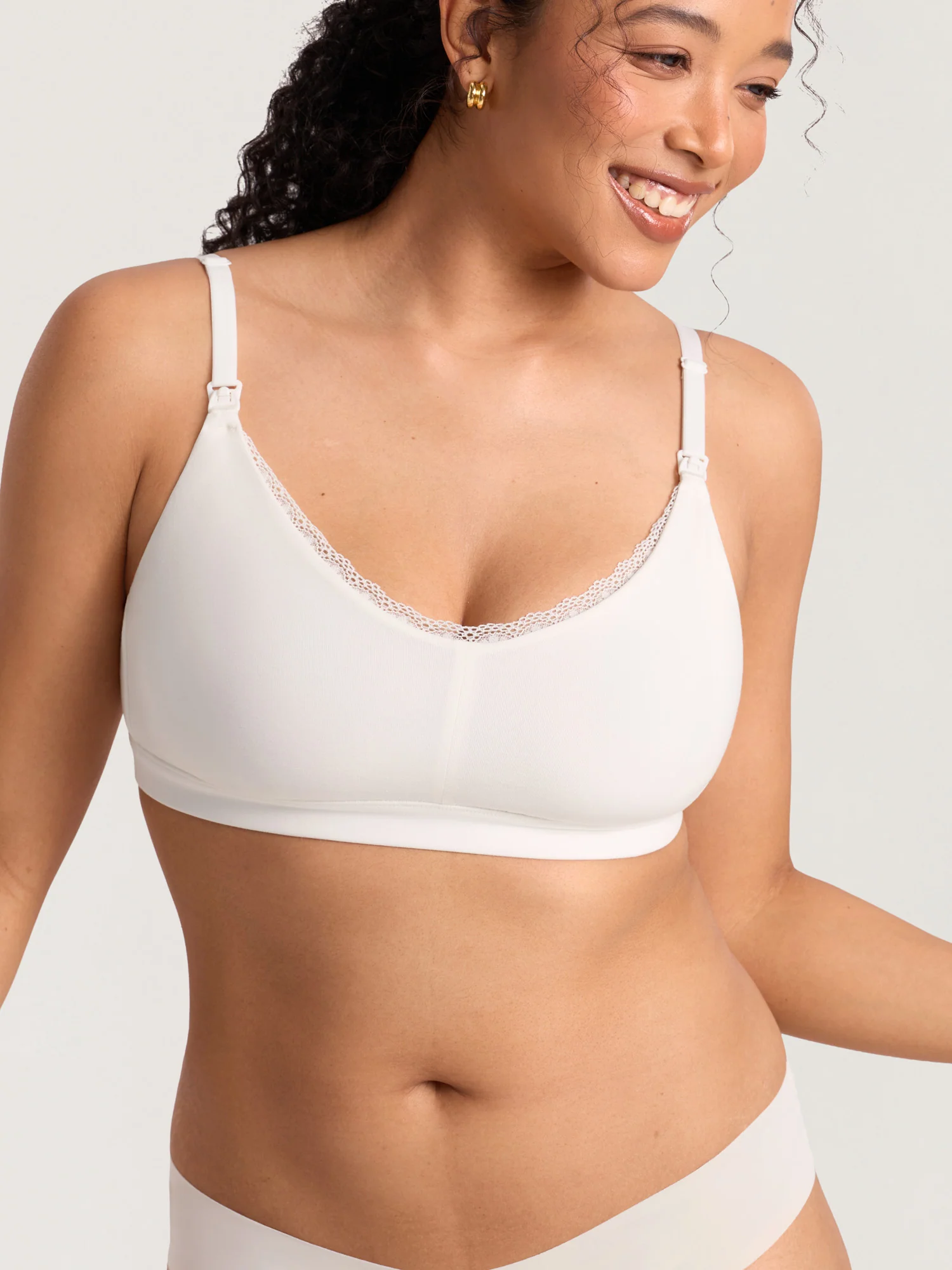 Cotton Lace Trim Nursing Bralette - Image 12