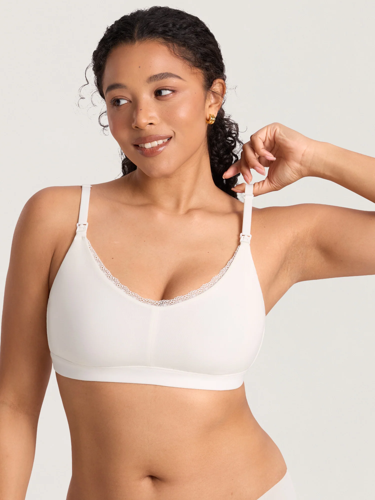 Cotton Lace Trim Nursing Bralette - Image 9