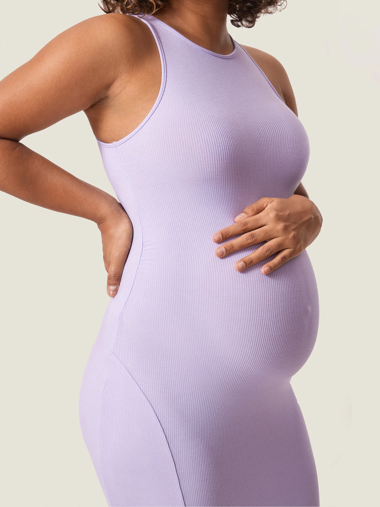 Halter Neck Ribbed Maternity Dress - Image 22
