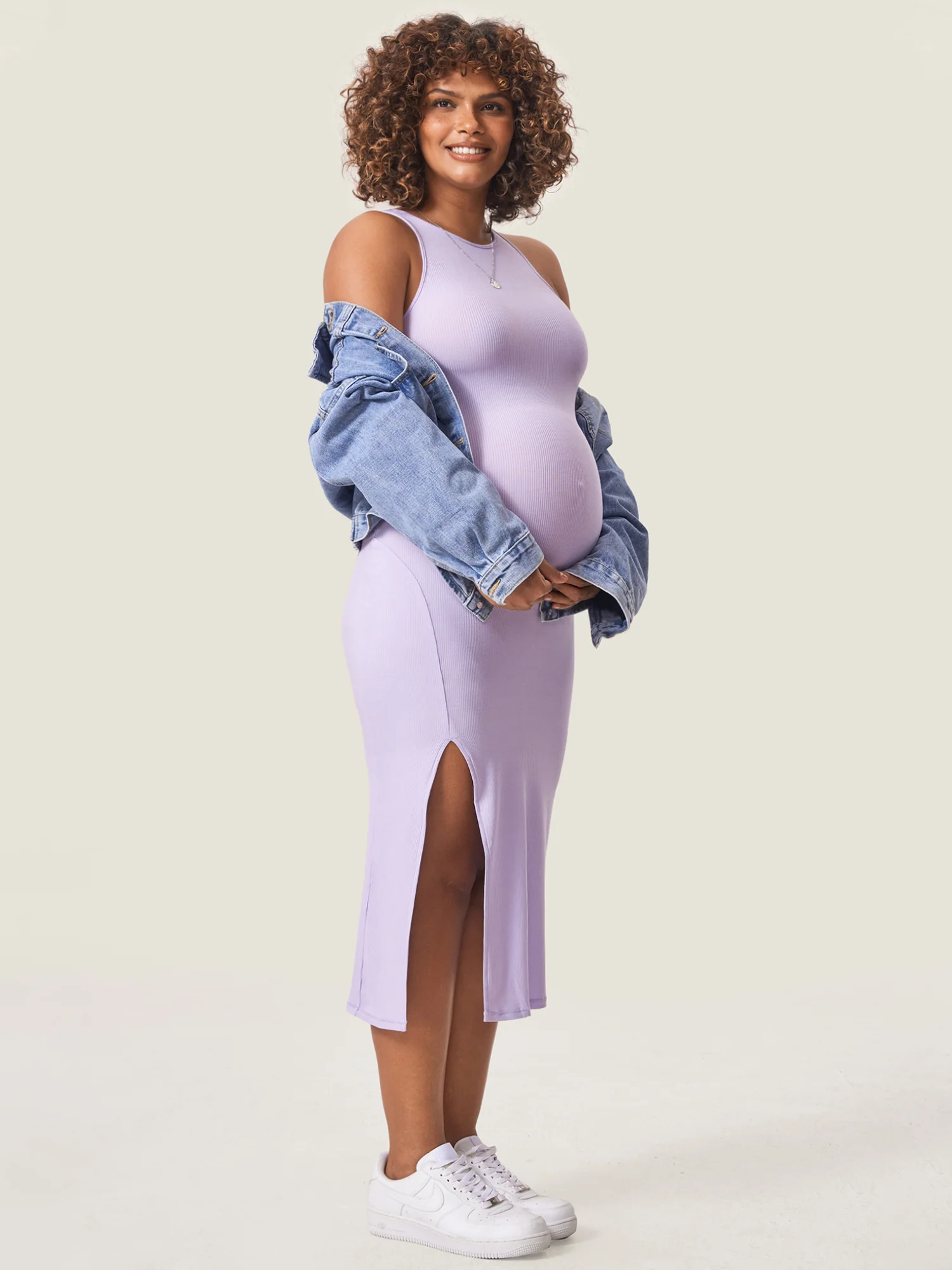 Halter Neck Ribbed Maternity Dress - Image 25