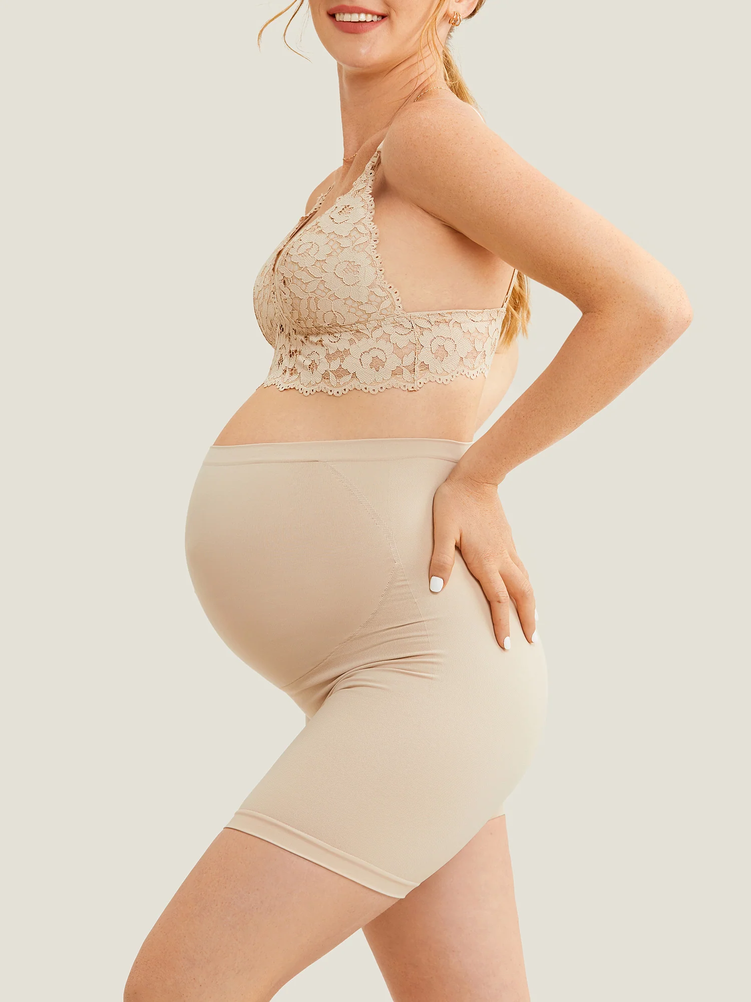 High Waist Shapewear Maternity Shorts|Seamless - Image 15
