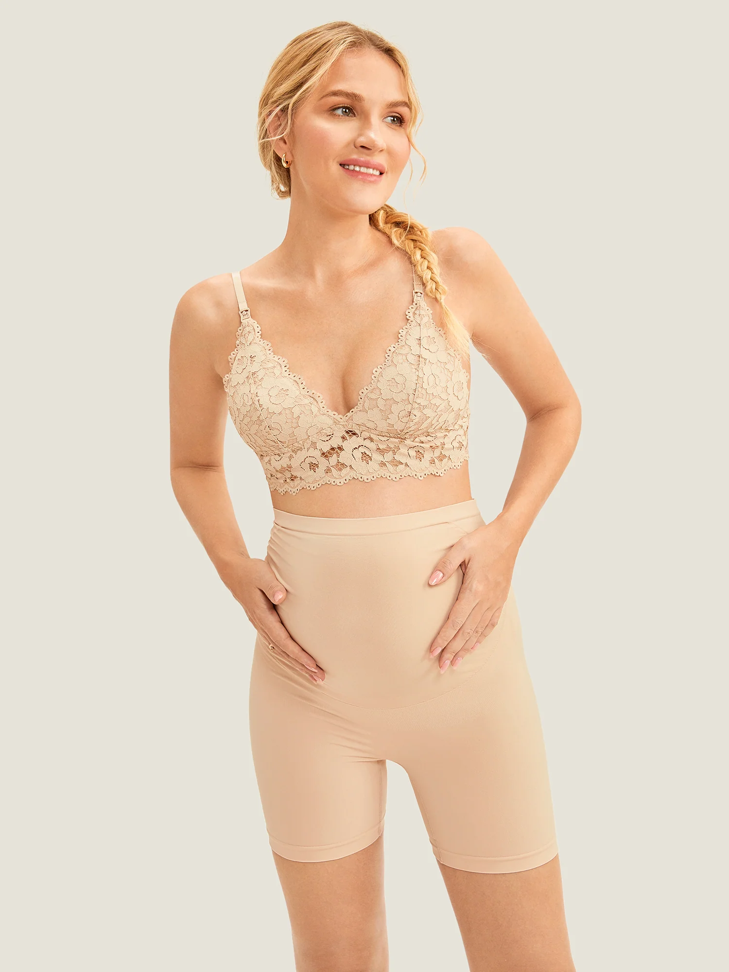 High Waist Shapewear Maternity Shorts|Seamless - Image 19