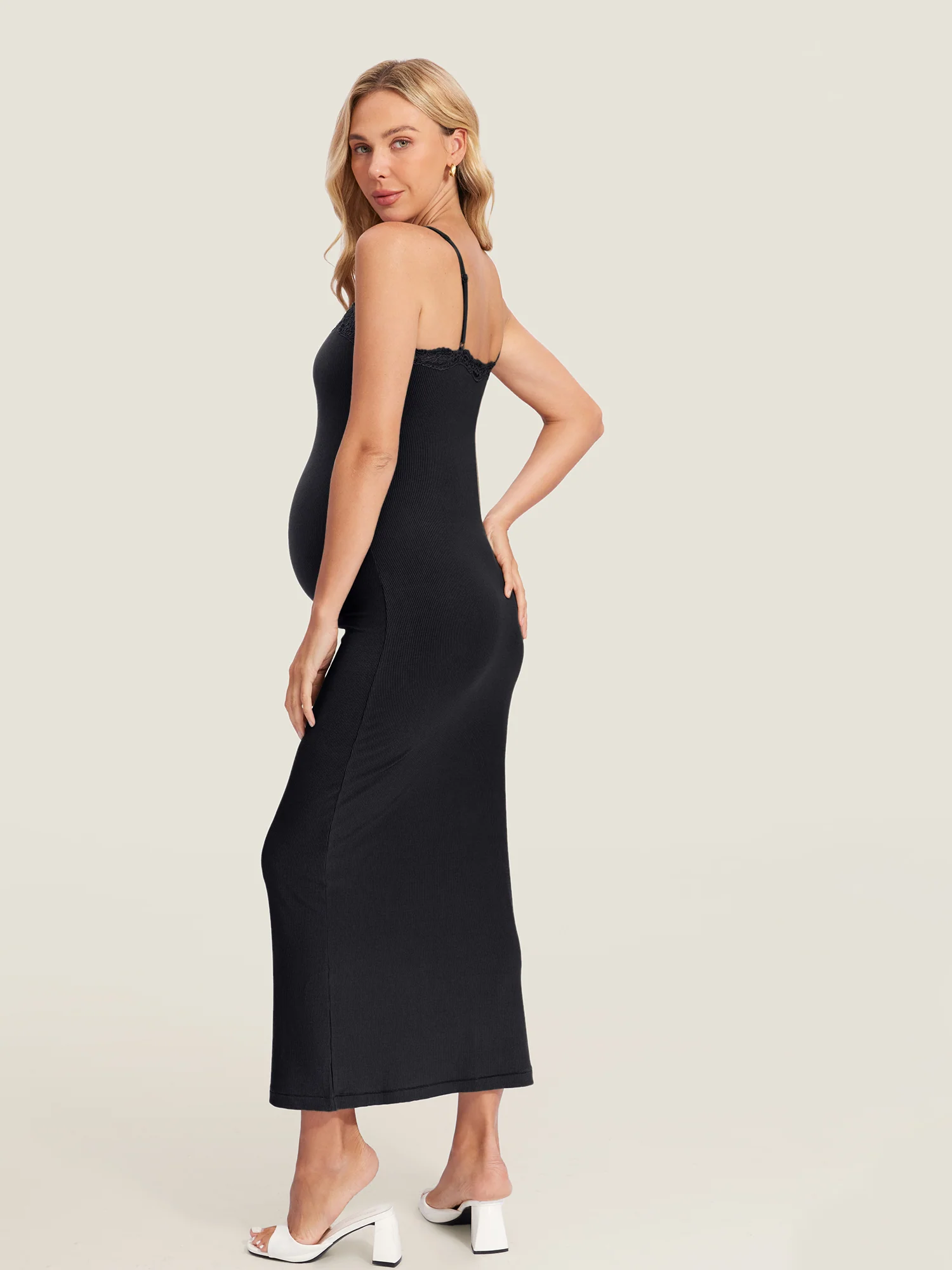 Lacy Ribbed Maternity & Nursing Dress - Image 13