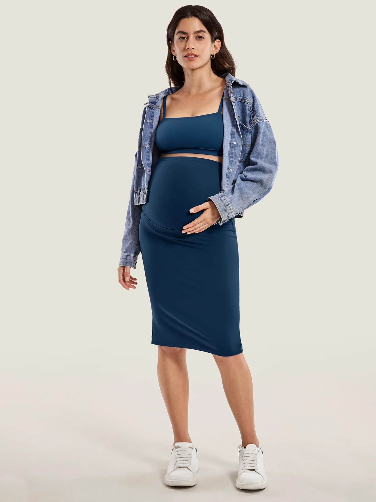 Natrelax® Maternity High Waisted Midi Skirts - Image 4