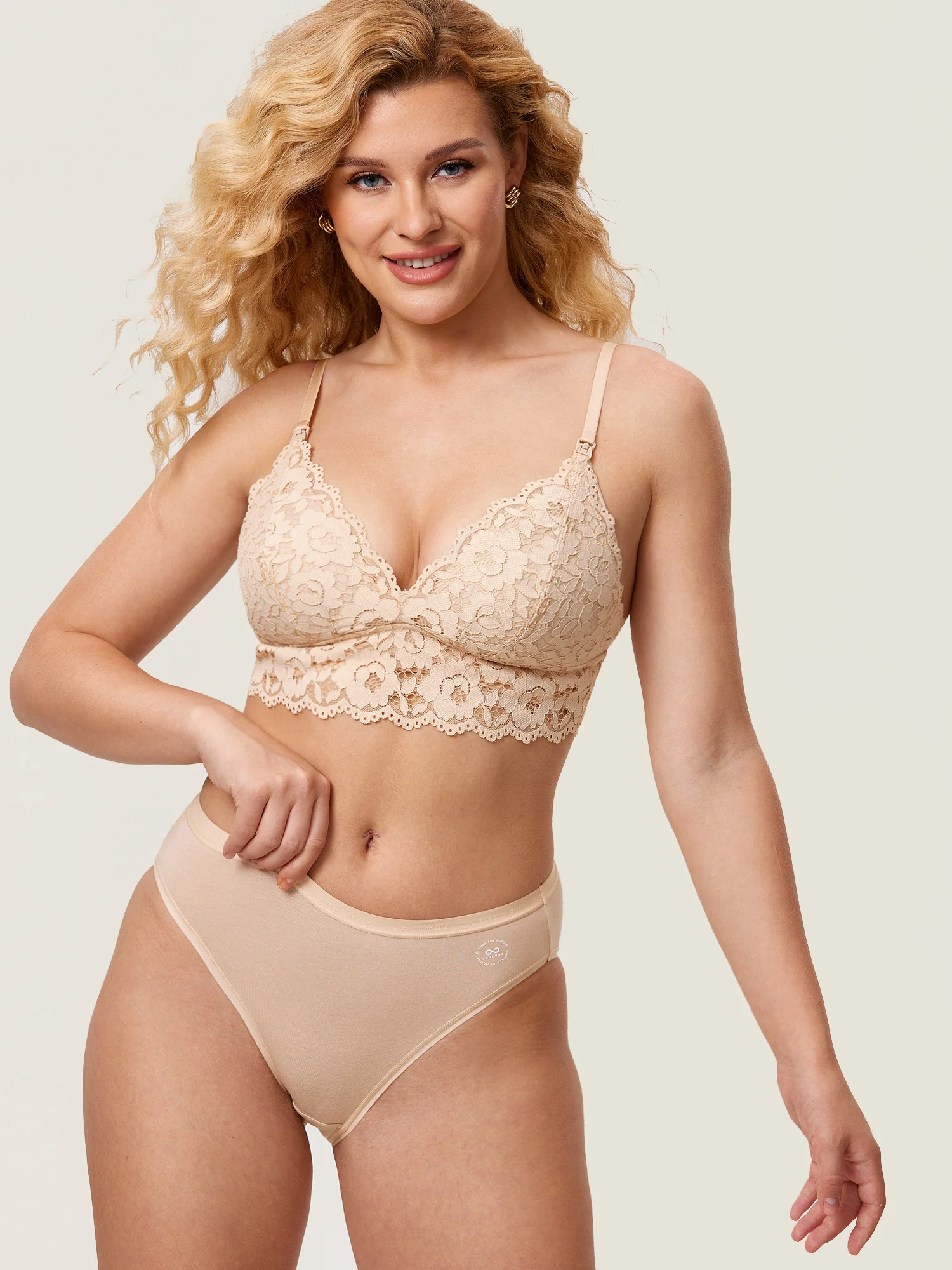 More Coverage Lace Plunge Nursing Bralette - Image 24