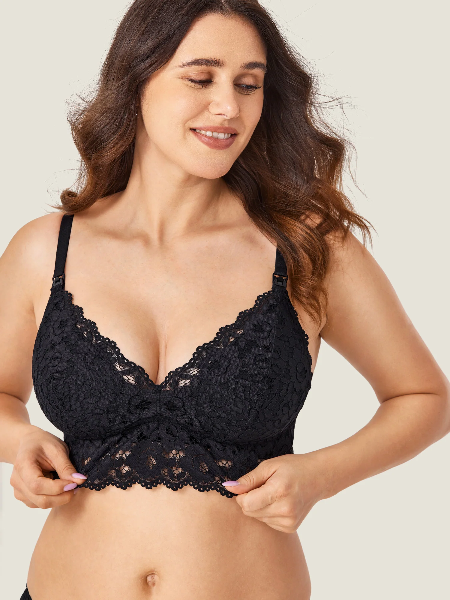 More Coverage Lace Plunge Nursing Bralette - Image 29