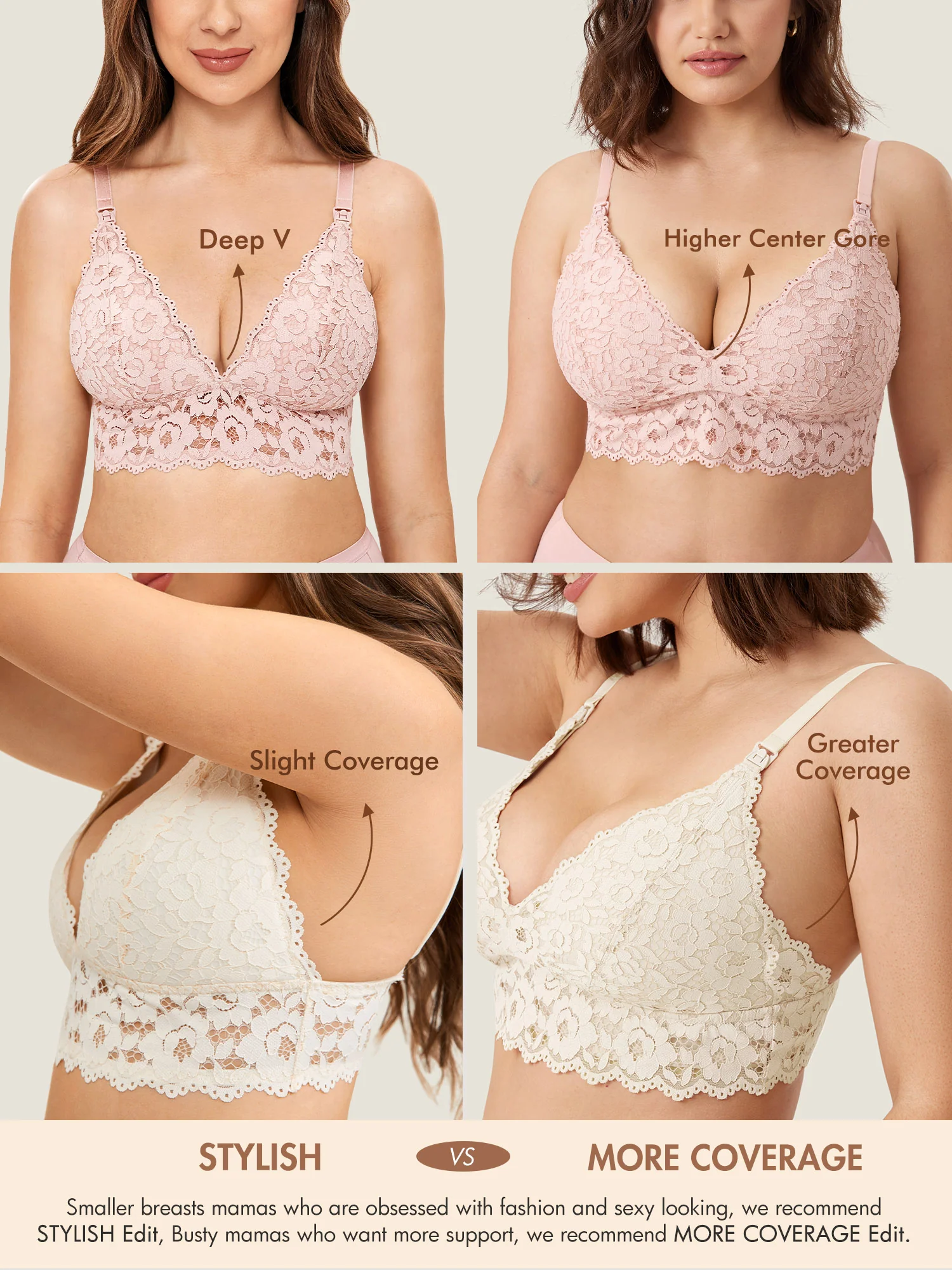 More Coverage Lace Plunge Nursing Bralette - Image 6