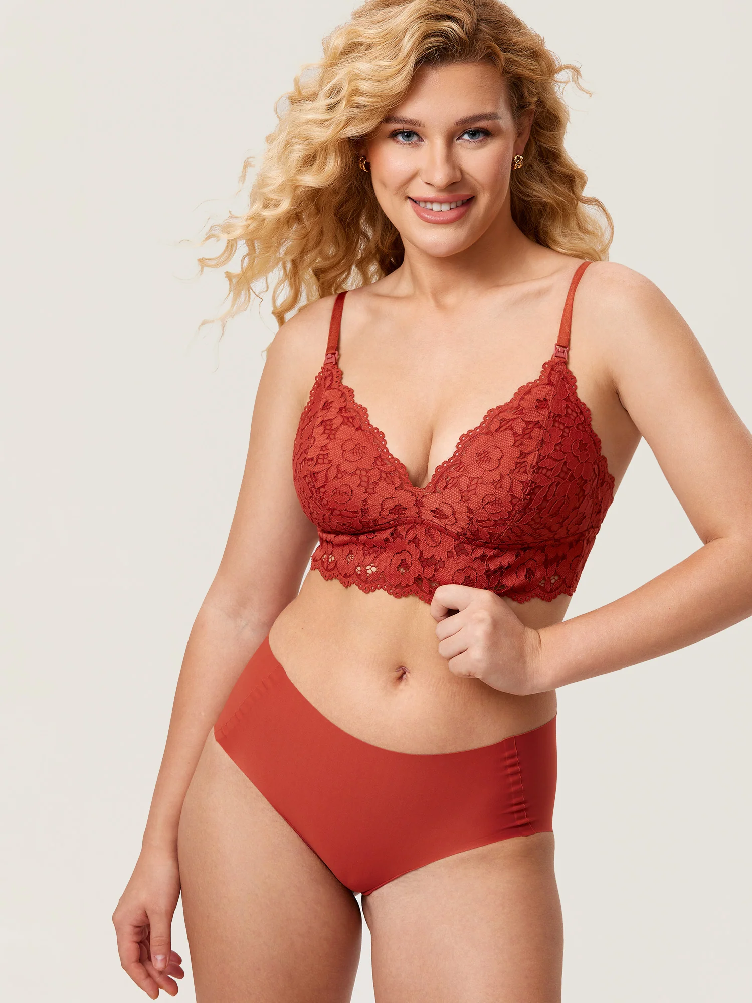 More Coverage Lace Plunge Nursing Bralette - Image 7