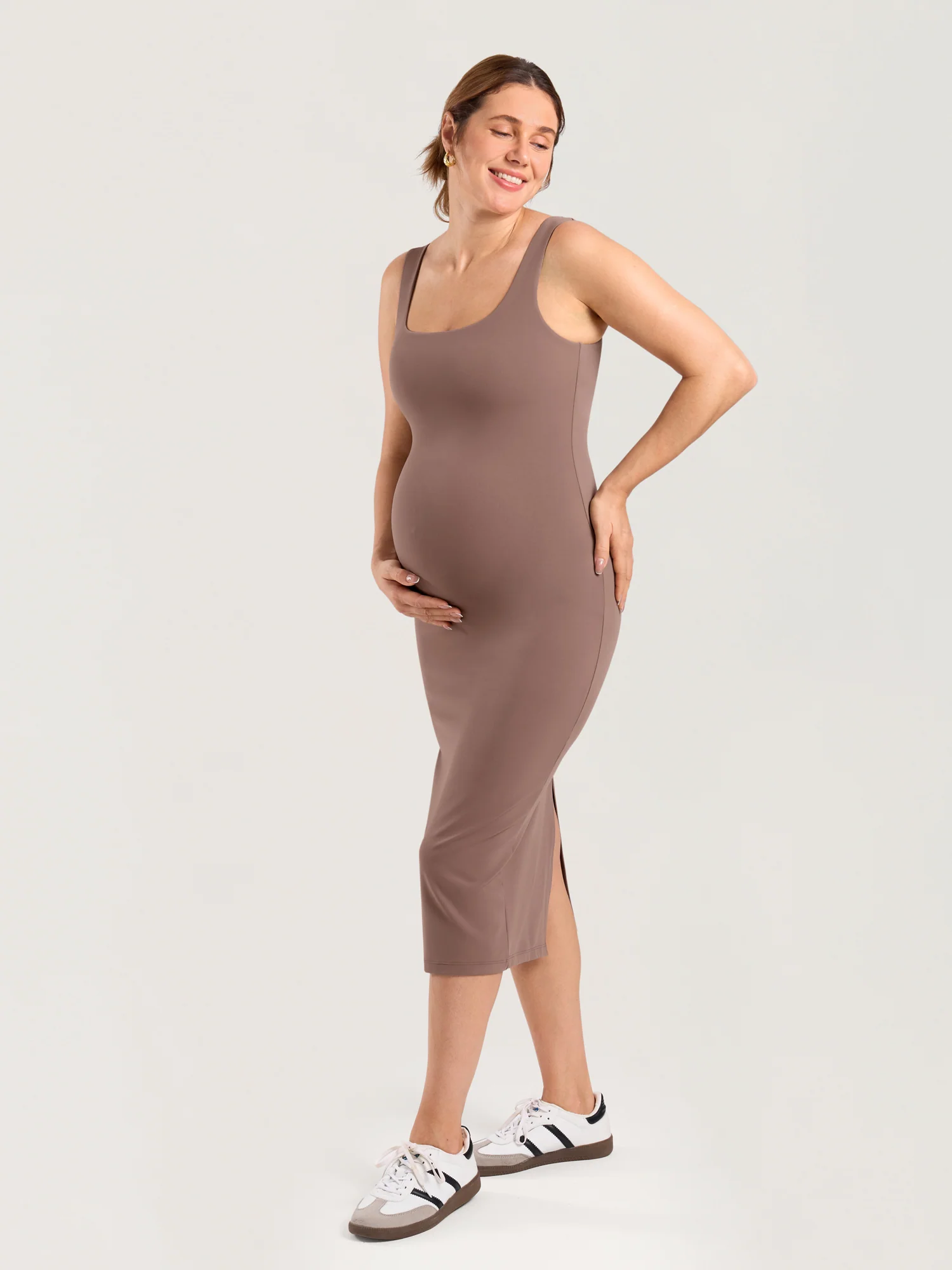 Natrelax® Bodycon Maternity Midi Dress - Back Slit - Image 15