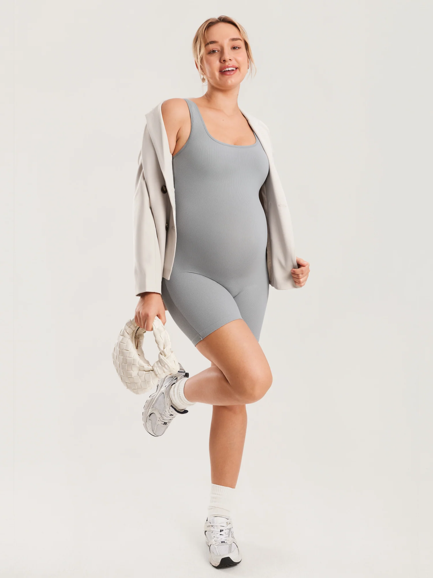Ribbed Square Neck Maternity Romper - Image 22