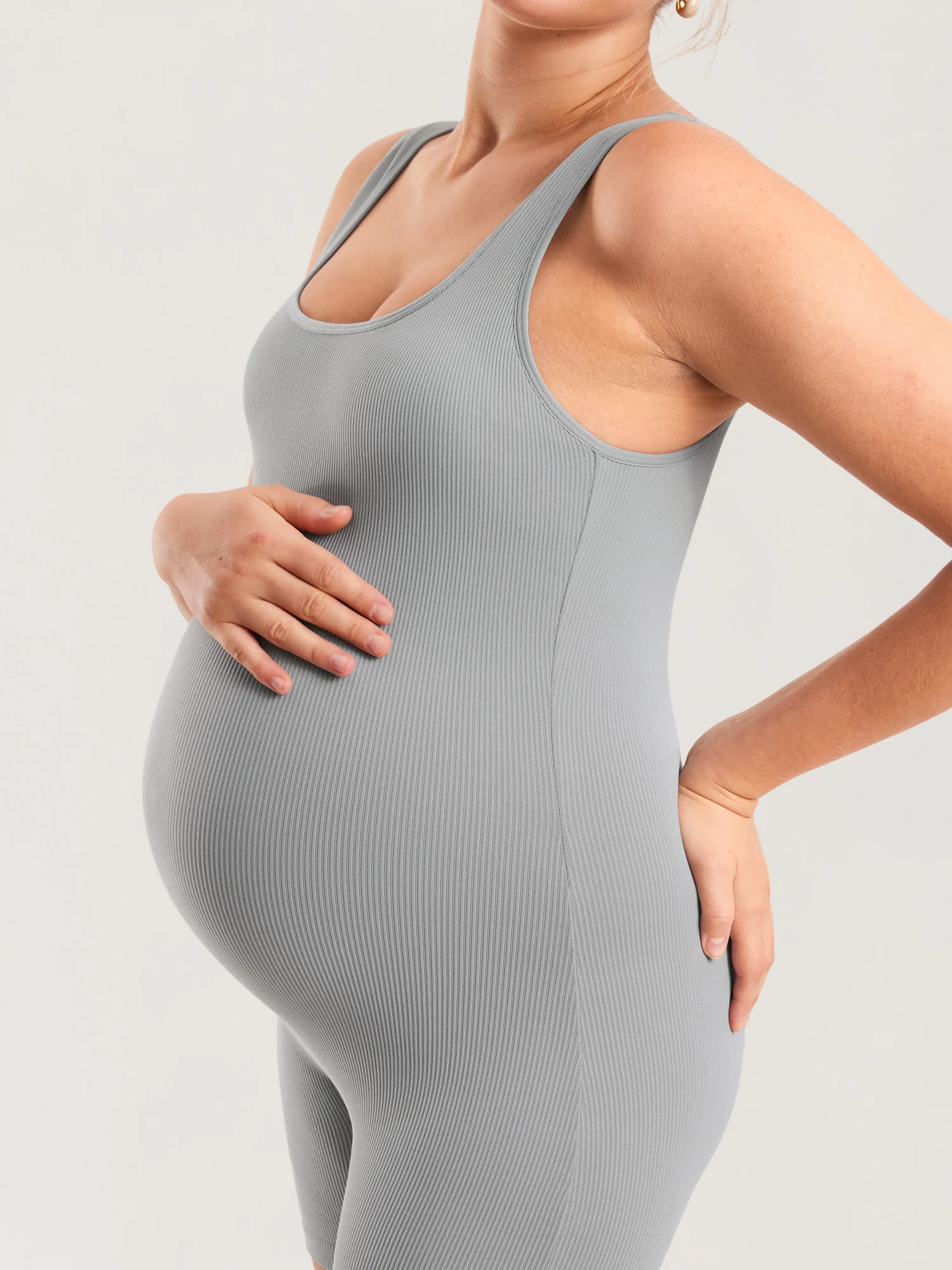 Ribbed Square Neck Maternity Romper - Image 23