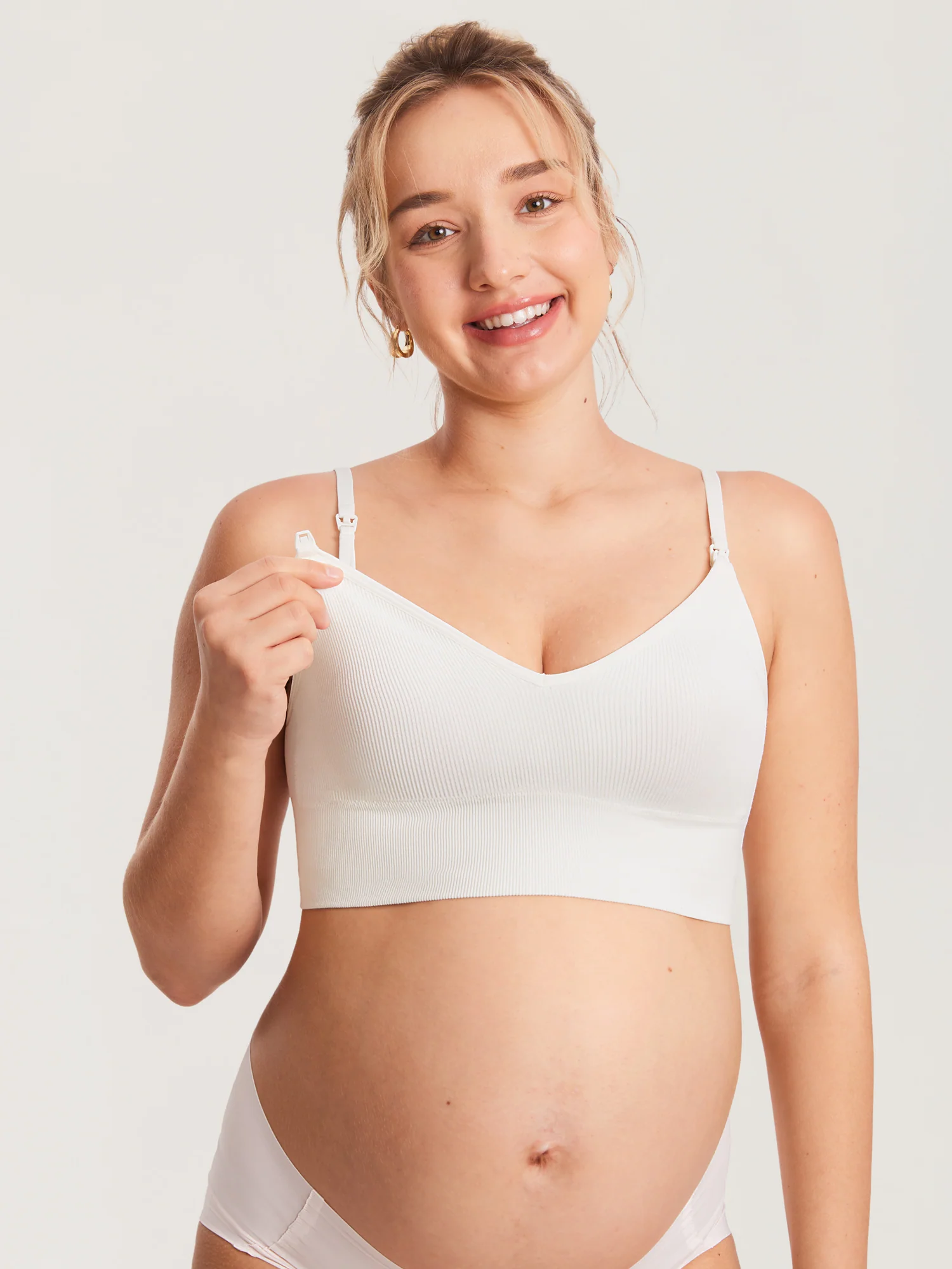 Ribbed V Neck Nursing Bralette - Image 14