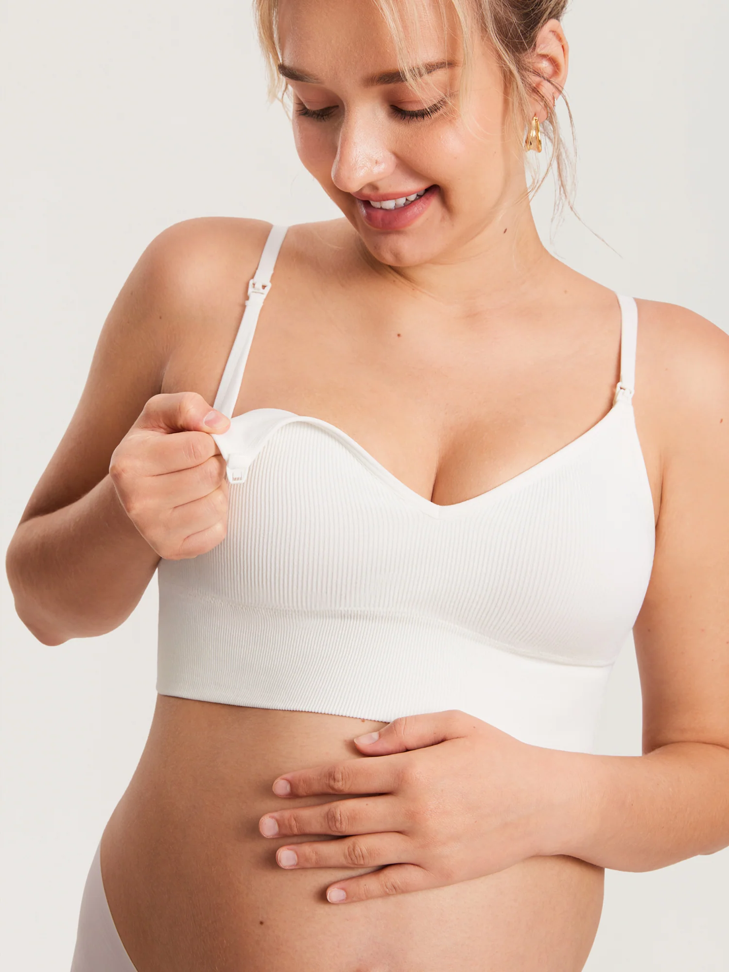 Ribbed V Neck Nursing Bralette - Image 17