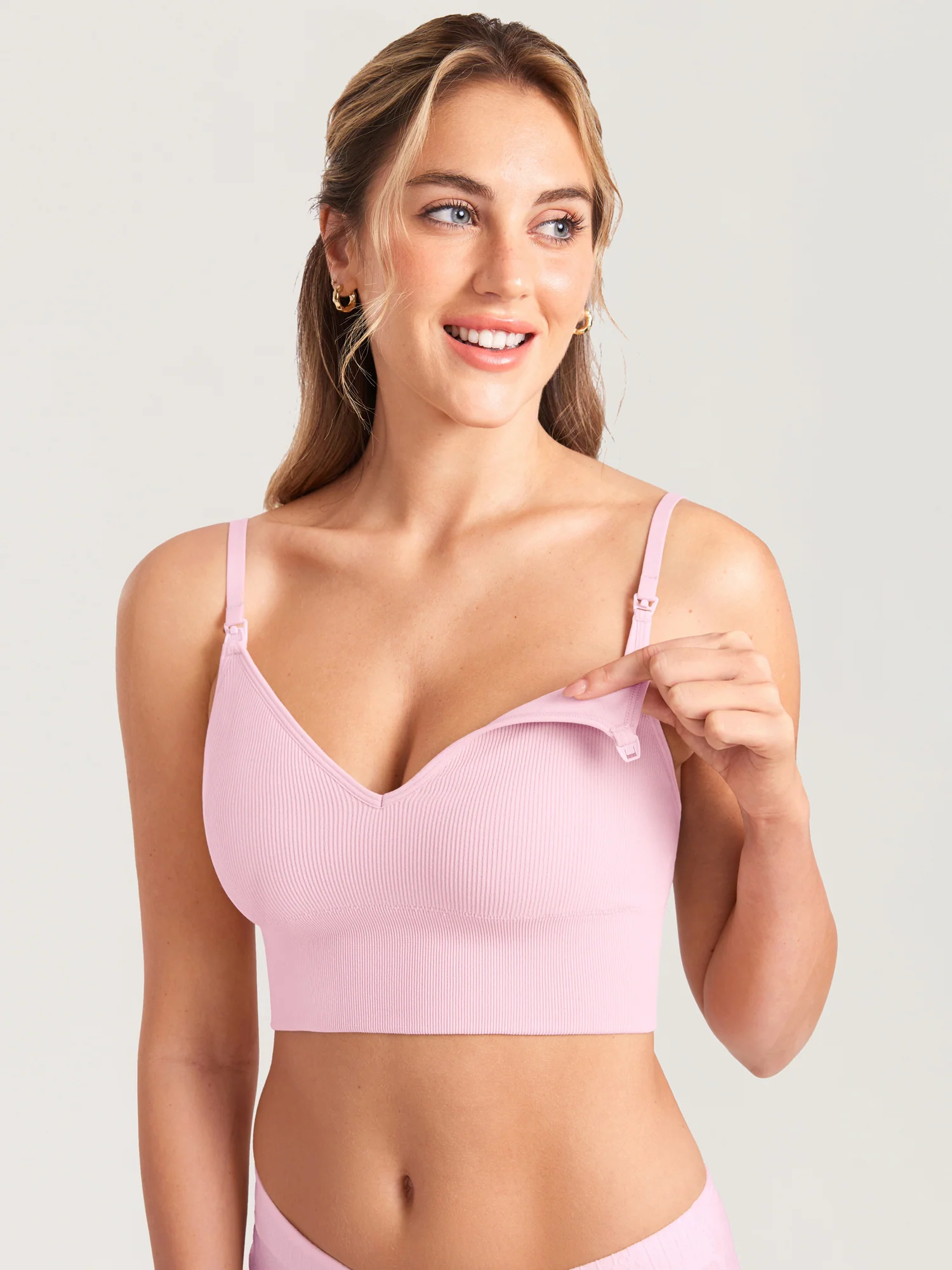 Ribbed V Neck Nursing Bralette - Image 24