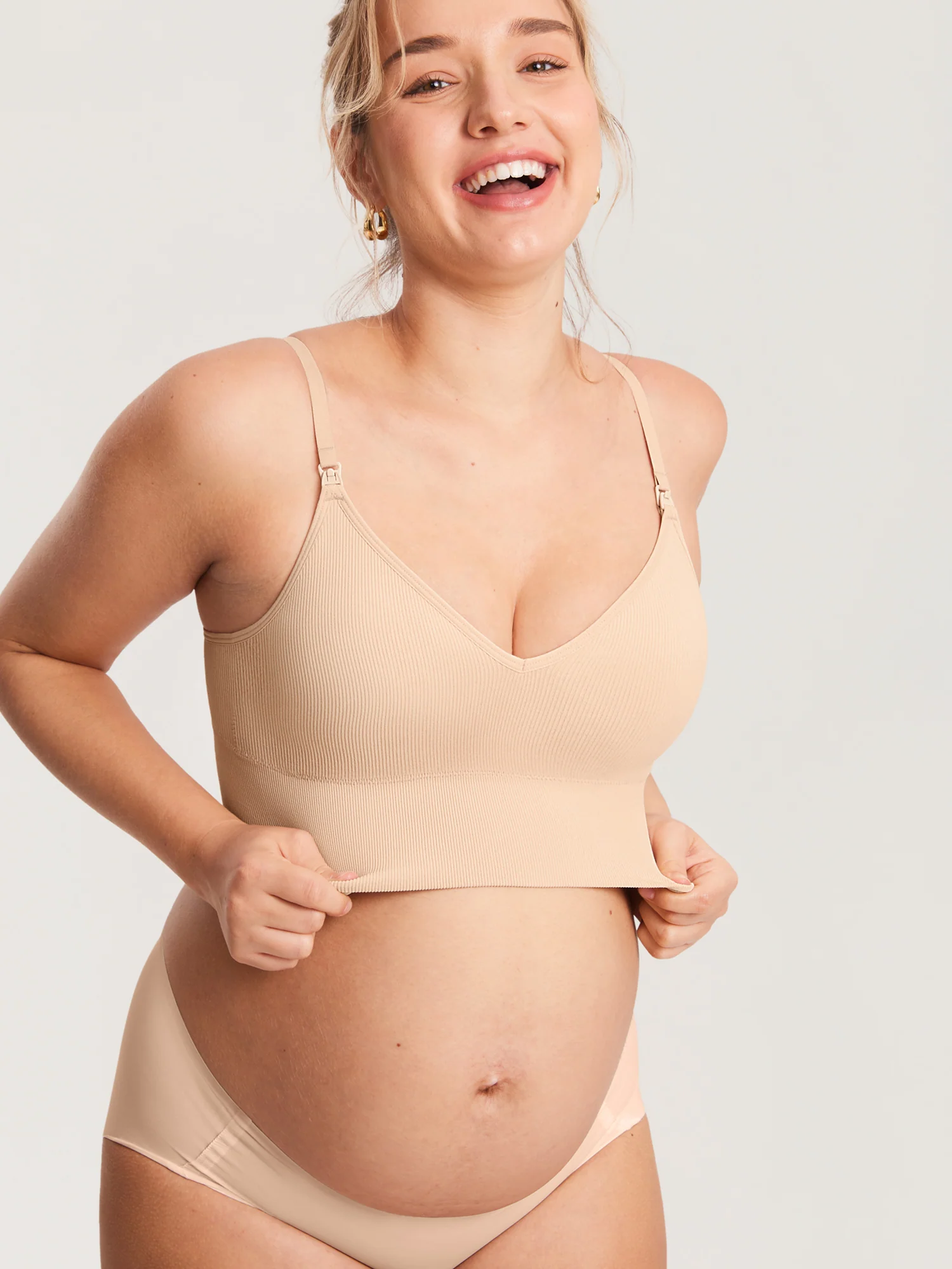 Ribbed V Neck Nursing Bralette - Image 3