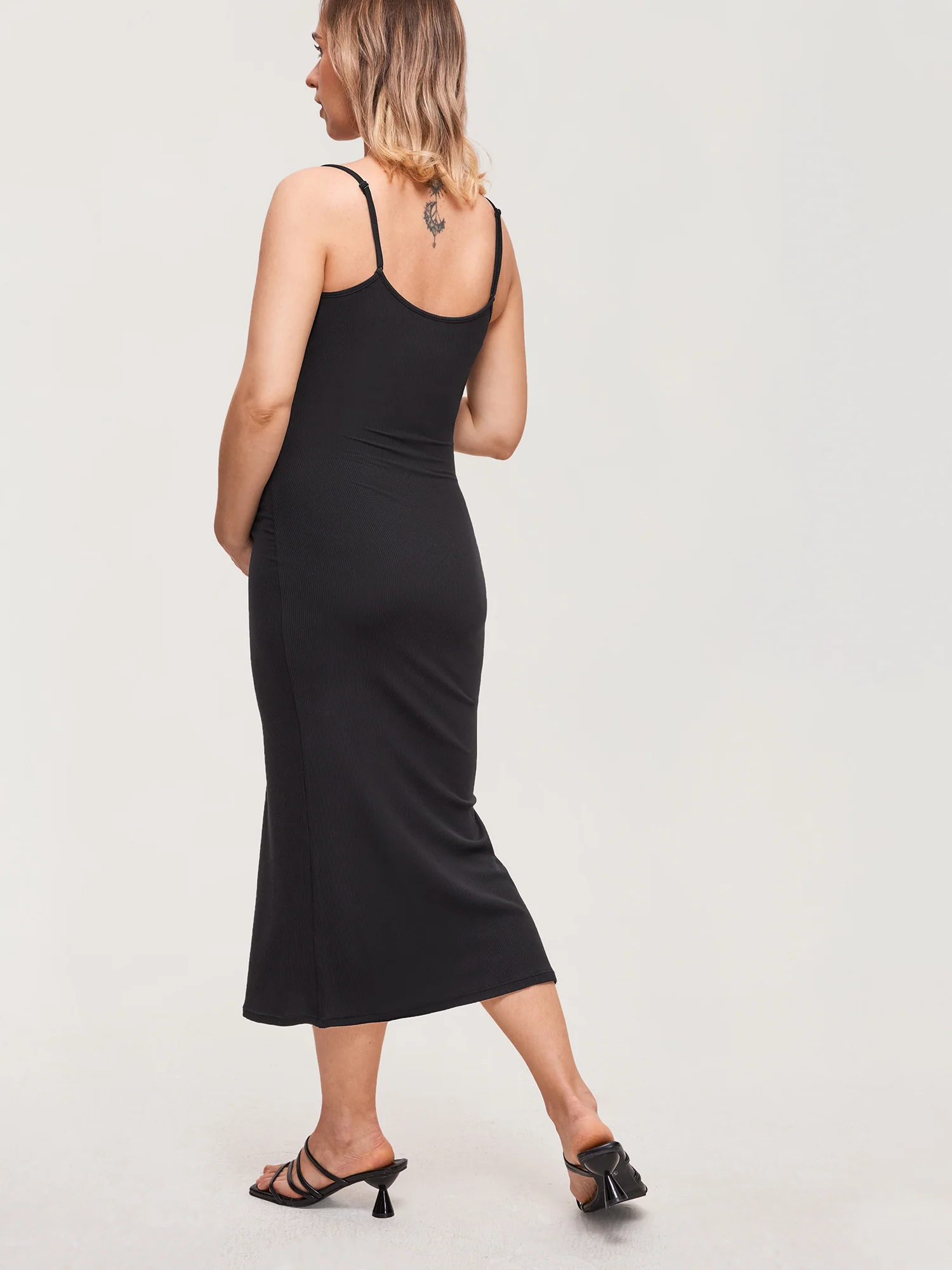 Square Neck Ribbed Maternity Dress - Image 13