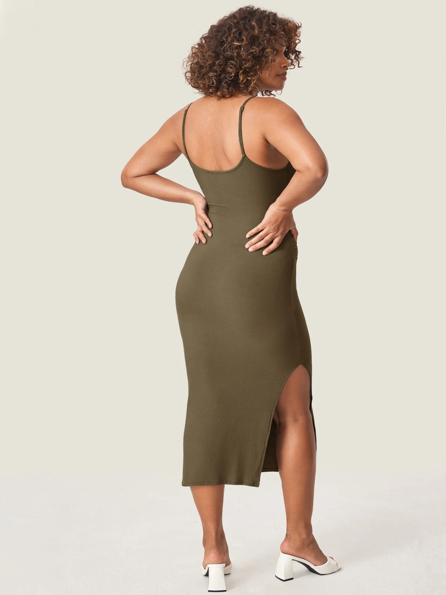 Square Neck Ribbed Maternity Dress - Image 18