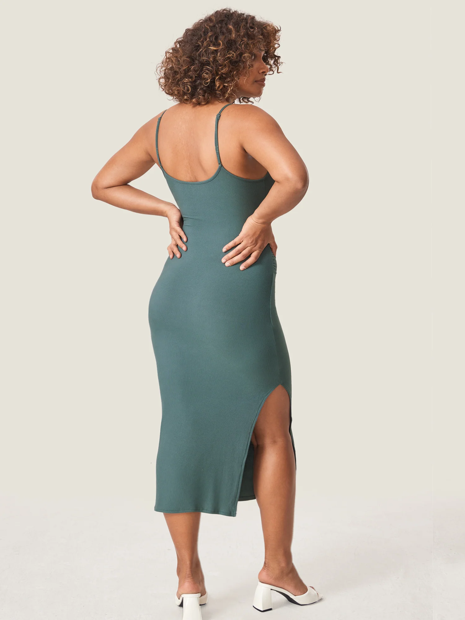 Square Neck Ribbed Maternity Dress - Image 22